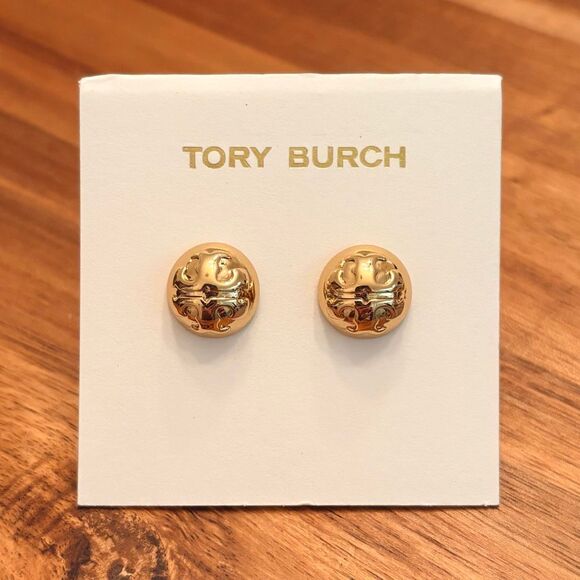 Tory Burch Jewelry - Tory Burch | Dome Medallion Logo Stud Earrings | Gold
